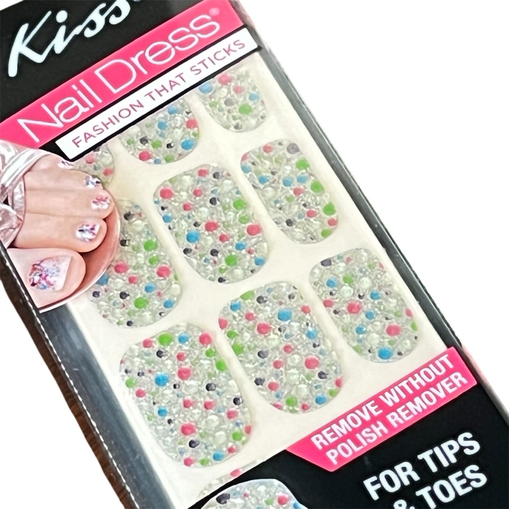 NWT Kiss Nail Dress Jeweled Strips for Tips & Toes Multicolor Rhinestones